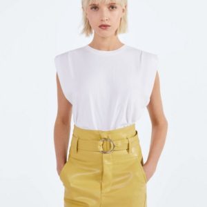 Faux leather skirt with belt