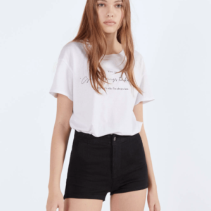 High waist denim shorts black